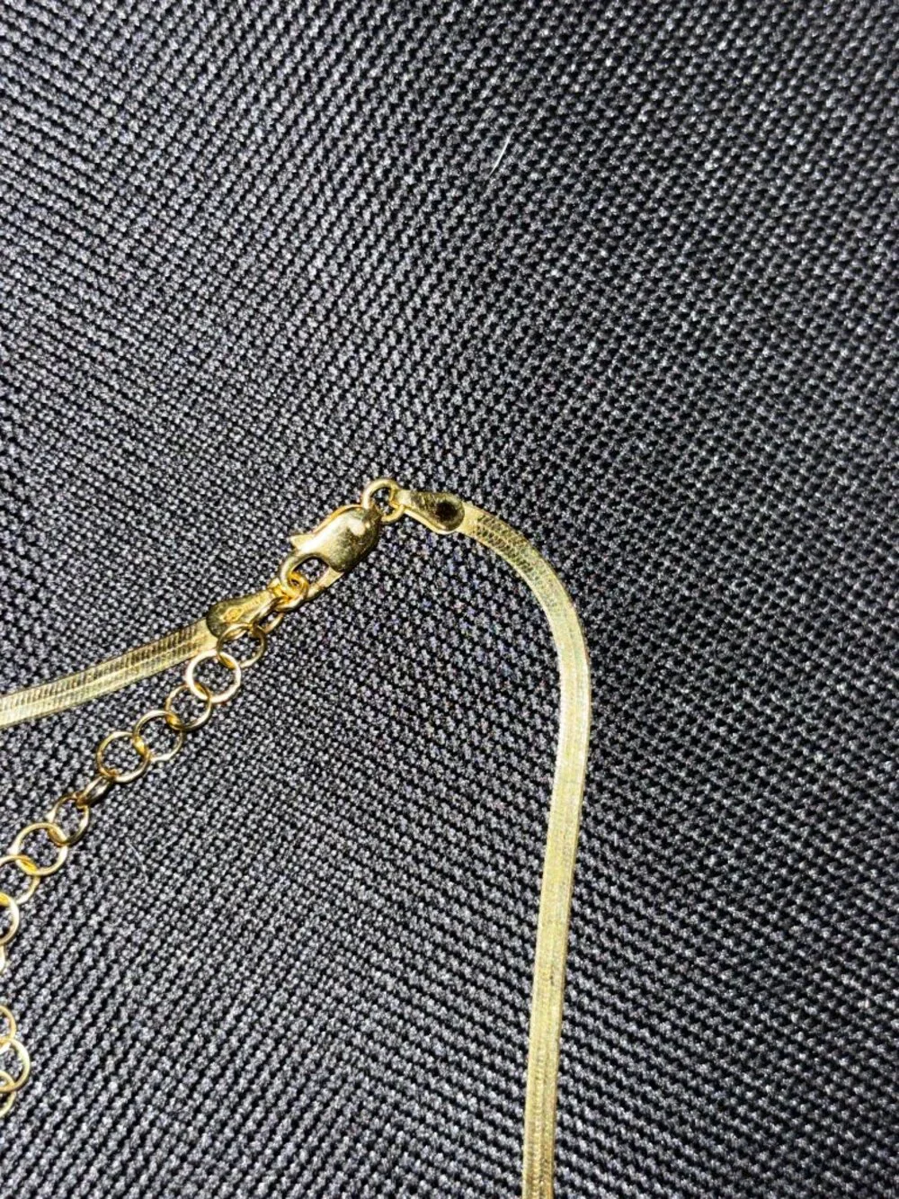 14K Solid Yellow Gold Thin Herringbone Necklace 3.2mm (16